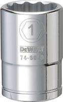 DeWALT DWMT74607OSP Drive Socket, 1 in Socket, 3/4 in Drive, 12-Point, Vanadium Steel, Polished Chrome