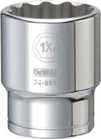 DeWALT DWMT74601OSP Drive Socket, 1-5/16 in Socket, 3/4 in Drive, 12-Point, Vanadium Steel, Polished Chrome