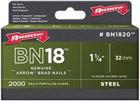 Arrow BN1820CS Brad Nail, 1-1/4 in L, Steel, Natural, Smooth Shank