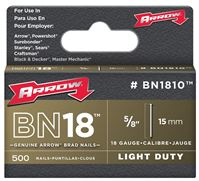 Arrow BN1810CS Brad Nail, 5/8 in L, Steel, Natural, Smooth Shank