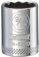 DeWALT DWMT74532OSP Hand Socket, 9/16 in Socket, 3/8 in Drive, 12-Point, Vanadium Steel, Polished Chrome