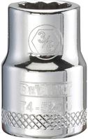 DeWALT DWMT74527OSP Hand Socket, 3/8 in Socket, 3/8 in Drive, 12-Point, Vanadium Steel, Polished Chrome