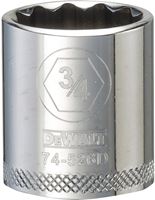 DeWALT DWMT74526OSP Hand Socket, 3/4 in Socket, 3/8 in Drive, 12-Point, Vanadium Steel, Polished Chrome