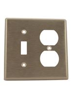 Leviton 84005 Combination Wallplate, 4-1/2 in L, 2-3/4 in W, Standard, 2 -Gang, Stainless Steel, Silver, Satin