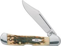CASE 133 Folding Pocket Knife, 2.72 in L Blade, Tru-Sharp Surgical Stainless Steel Blade, 1-Blade, Amber Handle