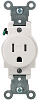 Leviton R52-T5015-0WS Single Receptacle, 2 -Pole, 125 V, 15 A, Back and Side Wiring, NEMA: NEMA 5-15R, White