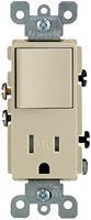 Leviton 5625 Series S01-T5625-0IS Combination Switch/Receptacle, 1-Pole, 15 A, 120 V Switch, 125 V Receptacle, Ivory