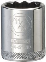 DeWALT DWMT74514OSP Hand Socket, 11/16 in Socket, 3/8 in Drive, 12-Point, Vanadium Steel, Polished Chrome