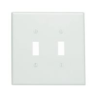 Leviton 88109 Wallplate, 5-1/4 in L, 5.31 in W, 2 -Gang, Thermoset Plastic, White, Smooth