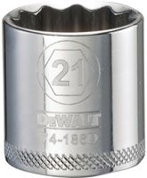 DeWALT DWMT74186OSP Hand Socket, 21 mm Socket, 3/8 in Drive, 12-Point, Vanadium Steel, Polished Chrome
