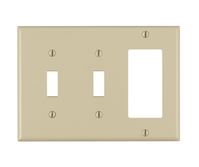 Decora 80421-I Combination Wallplate, 4-1/2 in L, 2-3/4 in W, Standard, 3 -Gang, Plastic, Ivory, Device Mounting