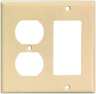 Eaton Wiring Devices 2157V-BOX Combination Wallplate, 4-1/2 in L, 4-9/16 in W, 2 -Gang, Thermoset, Ivory, Pack of 10