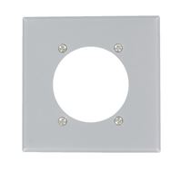 Leviton S701-GY Single Receptacle Wallplate, 4-1/2 in L, 4-9/16 in W, 2 -Gang, Steel, Aluminum, Flush Mounting