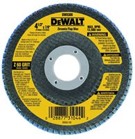 DeWALT DW8308 Flap Disc, 4-1/2 in Dia, 7/8 in Arbor, Coated, 60 Grit, Medium, Zirconia Abrasive