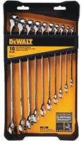 DeWALT DWMT72167 Wrench Set, 10-Piece, Chrome Vanadium Steel, Specifications: SAE Measurement