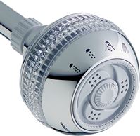 Waterpik SM-423CGE Fixed Shower Head, Round, 1.8 gpm, 1/2 in Connection, Plastic, Chrome, 3-1/4 in Dia, 3-1/4 in W