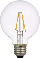 Sylvania 40764 LED Bulb, Globe, G25 Lamp, 40 W Equivalent, E26 Lamp Base, Dimmable, Clear, Soft White Light