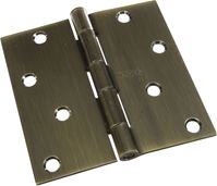 National Hardware N830-177 Door Hinge, Steel, Antique Brass, Non-Rising, Removable Pin, Full-Mortise Mounting, 55 lb