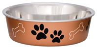 Loving Pets 7451MC Pet Feeding Bowl, M, 28 oz Volume, Polyresin/Stainless Steel, Copper