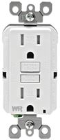 Leviton R92-GFWT1-0KW GFCI Duplex Receptacle, 2 -Pole, 15 A, 125 V, Back, Side Wiring, NEMA: 5-15R, White