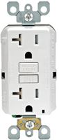 Leviton R92-GFTR2-0KW GFCI Duplex Receptacle, 2 -Pole, 20 A, 125 V, Back, Side Wiring, NEMA: 5-20R, White