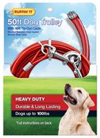 RuffinIt 29450 Tie-Out Cable with Dog Trolley, Swivel Snap End, 10 ft, Steel, Red, For: Dogs up to 100 lb