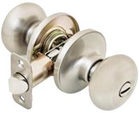 Allegion J40V-STR-619 Privacy Lockset, Round Design, Knob Handle, Satin Nickel, Metal, Interior Locking