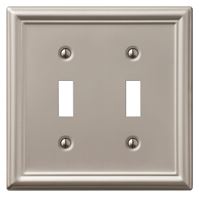 Amerelle 149TTBN Wallplate, 4-7/8 in L, 4-15/16 in W, 2 -Gang, Steel, Brushed Nickel