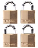 Master Lock 140Q Padlock, Keyed Alike Key, 1/4 in Dia Shackle, Steel Shackle, Solid Brass Body, 1-9/16 in W Body