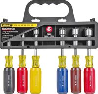 Stanley 62-541 Nutdriver Set, 6-Piece, Alloy Steel, Nickel, Specifications: Rubber Vinyl Handle