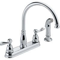 Delta Windemere Series 21996LF-SS Kitchen Faucet with Side Sprayer, 1.8 gpm, 2-Faucet Handle, Plastic, Stainless Steel