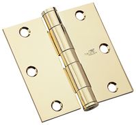 National Hardware 179 Series N236-108 Standard Weight Template Hinge, 3-1/2 in H Frame Leaf, Steel, Bright Brass, 80 lb