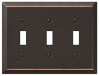 Amerelle Century 163TTTDB Wallplate, 4-15/16 in L, 6-1/2 in W, 3 -Gang, Steel, Aged Bronze, Pack of 3