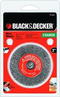 Black+Decker 70-603 Wire Wheel Brush, 3 in Dia, 10-32 in Arbor/Shank, Steel Bristle