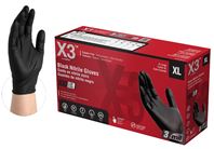 Ammex BX348100 Disposable Gloves, XL, Nitrile, Powder-Free, Black, 9-1/2 in L