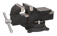 Vulcan JL25012 Bench Vise, 5 in Jaw Opening, 3/8 in W Jaw, 2.5 in D Throat, Cast Iron Steel, Serrated Jaw