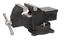 Vulcan JL25013 Bench Vise, 6 in Jaw Opening, 1/2 in W Jaw, 3 in D Throat, Cast Iron Steel, Serrated Jaw