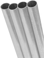 K & S 8103 Decorative Metal Tube, Round, 12 in L, 5/32 in Dia, 0.014 in Wall, Aluminum