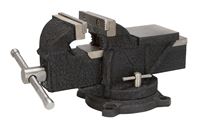 Vulcan JL25011 Bench Vise, 4 in Jaw Opening, 3/8 in W Jaw, 2.25 in D Throat, Cast Iron Steel, Serrated Jaw