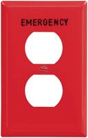 Eaton Wiring Devices PJ8EMRD Receptacle Wallplate, 4-1/2 in L, 2-3/4 in W, 1 -Gang, Polycarbonate, Red, High-Gloss