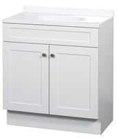 Zenna Home SBC36WW 2-Door Shaker Vanity with Top, Wood, White, Cultured Marble Sink, White Sink, 1/EA