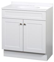 Zenna Home SBC30WW 2-Door Shaker Vanity with Top, Wood, White, Cultured Marble Sink, White Sink, 1/EA