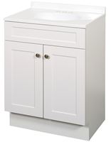 Zenna Home SBC24WW 2-Door Shaker Vanity with Top, Wood, White, Cultured Marble Sink, White Sink, 1/EA