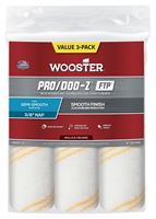Wooster RR663-9 Roller Cover, 3/8 in Thick Nap, 9 in L, Woven Fabric Cover, White