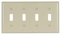 Eaton 2154LA-BOX Switch Wallplate, 4-1/2 in L, 8.19 in W, 4-Gang, Thermoset, Light Almond