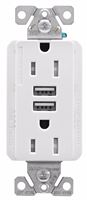 Eaton Cooper Wiring TRUSB5A15 TRUSB5A15W-K-L Receptacle, 2 -Pole, 5 A, 125 VAC, 2 -USB Port, Type A USB, White