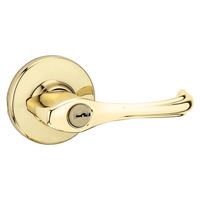 Kwikset 405DNL 3 CP RCLRCSK6 Entry Lever, Bar Lock, Polished Brass, Zinc, Residential, Re-Key Technology: SmartKey