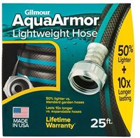 Gilmour Mfg 869251-1001 Lightweight Garden Hose, 25 ft L, Plastic, Black