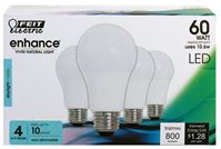 Feit Electric OM60/950CA10K/4 LED Bulb, General Purpose, A19 Lamp, 60 W Equivalent, E26 Lamp Base, Daylight Light, 4/PK