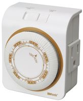 Woods 50002 Mechanical Timer, 15 A, 125 V, 1875 W, 7 days Time Setting, 6 On/Off Cycles Per Day Cycle, White